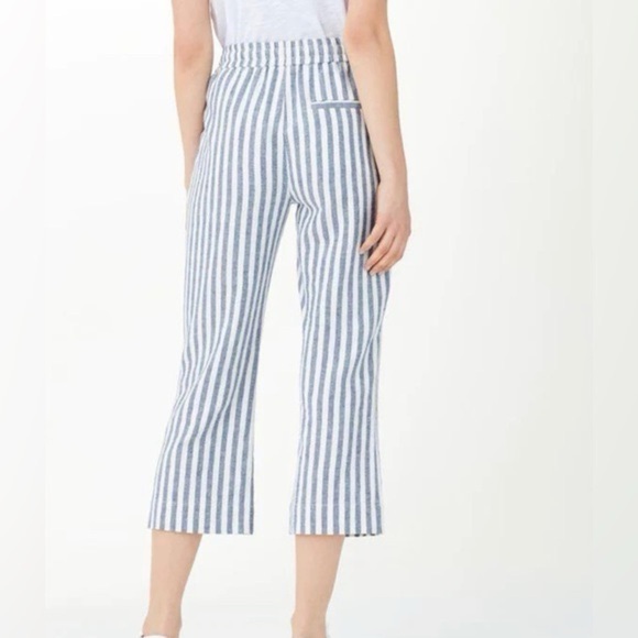 Splendid blue & white striped cotton linen wide leg cropped pants - Large - Picture 3 of 7